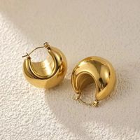 1 Pair Retro Simple Style Classic Style Solid Color 304 Stainless Steel 18K Gold Plated Earrings main image 6