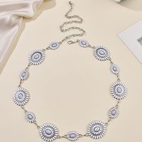 Vacation Ethnic Style Bohemian Star Oval Flower Zinc Alloy Inlay Turquoise Silver Plated Women's Waist Chain main image 3