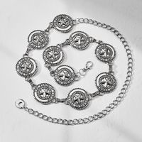 Vacation Ethnic Style Bohemian Star Oval Flower Zinc Alloy Inlay Turquoise Silver Plated Women's Waist Chain main image 6