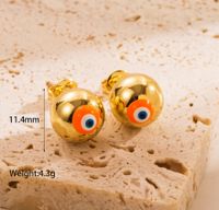 1 Piece Sweet Devil's Eye Enamel Inlay Copper Shell Pearls Zircon 18K Gold Plated Ear Studs main image 5