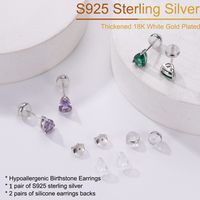 1 Pair Fairy Style Elegant Solid Color Inlay Sterling Silver Zircon Ear Studs main image 3