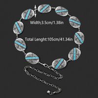 Vacation Ethnic Style Bohemian Star Oval Flower Zinc Alloy Inlay Turquoise Silver Plated Women's Waist Chain sku image 4