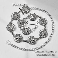 Vacation Ethnic Style Bohemian Star Oval Flower Zinc Alloy Inlay Turquoise Silver Plated Women's Waist Chain sku image 3