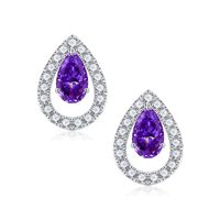 1 Pair Elegant Solid Color Plating Inlay Sterling Silver Zircon Silver Plated Ear Studs sku image 2
