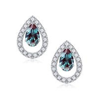 1 Pair Elegant Solid Color Plating Inlay Sterling Silver Zircon Silver Plated Ear Studs sku image 6