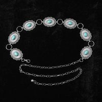 IG Style Ethnic Style Bohemian Round Oval Zinc Alloy Inlay Turquoise Silver Plated Women's Waist Chain main image 6