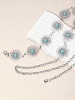 IG Style Ethnic Style Bohemian Round Oval Zinc Alloy Inlay Turquoise Silver Plated Women's Waist Chain main image 5