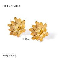 1 Pair Modern Style Classic Style Flower 316 Stainless Steel  18K Gold Plated Ear Studs sku image 1