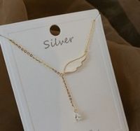Sterling Silber IG-Stil Flügel Inlay Künstlicher Kristall Hülse Halskette main image 3