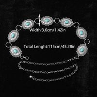 IG Style Ethnic Style Bohemian Round Oval Zinc Alloy Inlay Turquoise Silver Plated Women's Waist Chain sku image 1