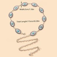 IG Style Ethnic Style Bohemian Round Oval Zinc Alloy Inlay Turquoise Silver Plated Women's Waist Chain main image 2