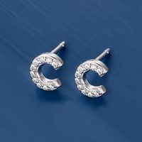 1 Pair Simple Style Roman Style Letter Inlay Sterling Silver Zircon White Gold Plated Ear Studs main image 5