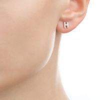 1 Pair Simple Style Roman Style Letter Inlay Sterling Silver Zircon White Gold Plated Ear Studs main image 7