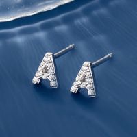 1 Pair Simple Style Roman Style Letter Inlay Sterling Silver Zircon White Gold Plated Ear Studs main image 3