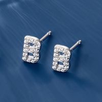 1 Pair Simple Style Roman Style Letter Inlay Sterling Silver Zircon White Gold Plated Ear Studs main image 4