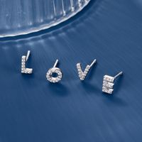 1 Pair Simple Style Roman Style Letter Inlay Sterling Silver Zircon White Gold Plated Ear Studs main image 6
