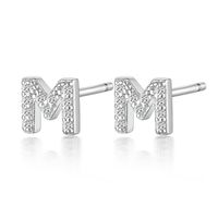 1 Pair Simple Style Roman Style Letter Inlay Sterling Silver Zircon White Gold Plated Ear Studs main image 10