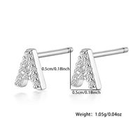 1 Pair Simple Style Roman Style Letter Inlay Sterling Silver Zircon White Gold Plated Ear Studs main image 2