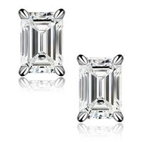 1 Pair Elegant Shiny Solid Color Plating Inlay Sterling Silver Zircon Silver Plated Ear Studs sku image 4