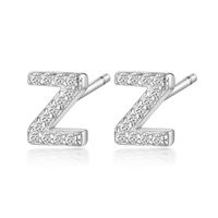 1 Pair Simple Style Roman Style Letter Inlay Sterling Silver Zircon White Gold Plated Ear Studs sku image 26
