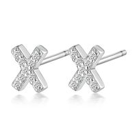1 Pair Simple Style Roman Style Letter Inlay Sterling Silver Zircon White Gold Plated Ear Studs sku image 24