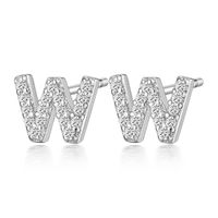 1 Pair Simple Style Roman Style Letter Inlay Sterling Silver Zircon White Gold Plated Ear Studs sku image 23