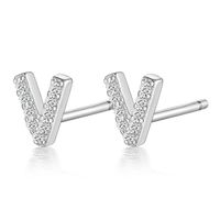 1 Pair Simple Style Roman Style Letter Inlay Sterling Silver Zircon White Gold Plated Ear Studs sku image 22