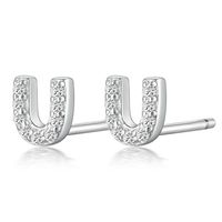 1 Pair Simple Style Roman Style Letter Inlay Sterling Silver Zircon White Gold Plated Ear Studs sku image 21