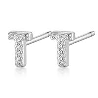 1 Pair Simple Style Roman Style Letter Inlay Sterling Silver Zircon White Gold Plated Ear Studs sku image 20