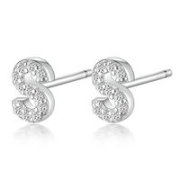 1 Pair Simple Style Roman Style Letter Inlay Sterling Silver Zircon White Gold Plated Ear Studs sku image 19