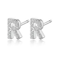 1 Pair Simple Style Roman Style Letter Inlay Sterling Silver Zircon White Gold Plated Ear Studs sku image 18