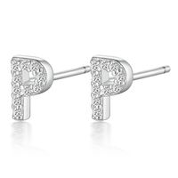 1 Pair Simple Style Roman Style Letter Inlay Sterling Silver Zircon White Gold Plated Ear Studs sku image 16