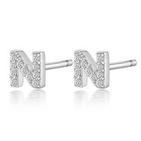 1 Pair Simple Style Roman Style Letter Inlay Sterling Silver Zircon White Gold Plated Ear Studs sku image 14