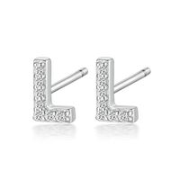 1 Pair Simple Style Roman Style Letter Inlay Sterling Silver Zircon White Gold Plated Ear Studs sku image 12