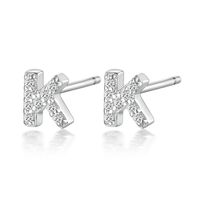 1 Pair Simple Style Roman Style Letter Inlay Sterling Silver Zircon White Gold Plated Ear Studs sku image 11