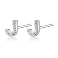 1 Pair Simple Style Roman Style Letter Inlay Sterling Silver Zircon White Gold Plated Ear Studs sku image 10