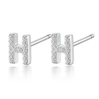 1 Pair Simple Style Roman Style Letter Inlay Sterling Silver Zircon White Gold Plated Ear Studs sku image 8