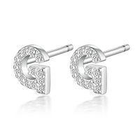 1 Pair Simple Style Roman Style Letter Inlay Sterling Silver Zircon White Gold Plated Ear Studs sku image 7