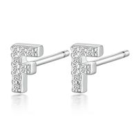 1 Pair Simple Style Roman Style Letter Inlay Sterling Silver Zircon White Gold Plated Ear Studs sku image 6