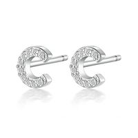 1 Pair Simple Style Roman Style Letter Inlay Sterling Silver Zircon White Gold Plated Ear Studs sku image 3