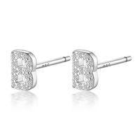 1 Pair Simple Style Roman Style Letter Inlay Sterling Silver Zircon White Gold Plated Ear Studs sku image 2