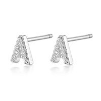 1 Pair Simple Style Roman Style Letter Inlay Sterling Silver Zircon White Gold Plated Ear Studs sku image 1