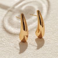 1 Pair Simple Style Classic Style Solid Color Water Drop Plating 304 Stainless Steel 18K Gold Plated Ear Studs main image 1