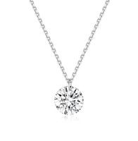 Sterling Silver White Gold Plated Elegant Lady Plating Inlay Round Zircon Pendant Necklace main image 8