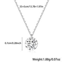 Sterling Silver White Gold Plated Elegant Lady Plating Inlay Round Zircon Pendant Necklace main image 2