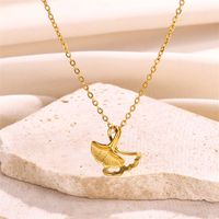 304 Stainless Steel 18K Gold Plated Simple Style Classic Style Plating Hollow Out Ginkgo Leaf Pendant Necklace main image 5
