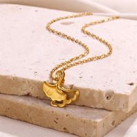 304 Stainless Steel 18K Gold Plated Simple Style Classic Style Plating Hollow Out Ginkgo Leaf Pendant Necklace main image 4