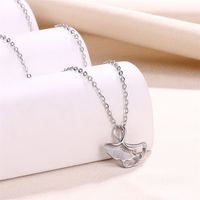 304 Stainless Steel 18K Gold Plated Simple Style Classic Style Plating Hollow Out Ginkgo Leaf Pendant Necklace main image 3