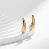 1 Pair Simple Style Classic Style Solid Color Water Drop Plating 304 Stainless Steel 18K Gold Plated Ear Studs main image 2
