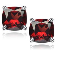 1 Pair Elegant Shiny Solid Color Plating Inlay Sterling Silver Zircon Silver Plated Ear Studs sku image 1